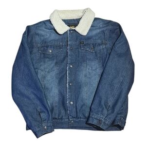 Lee Denim Trucker Jacket, Sherpa Lined, Men's Medium, Medium Wash, EUC Button Up